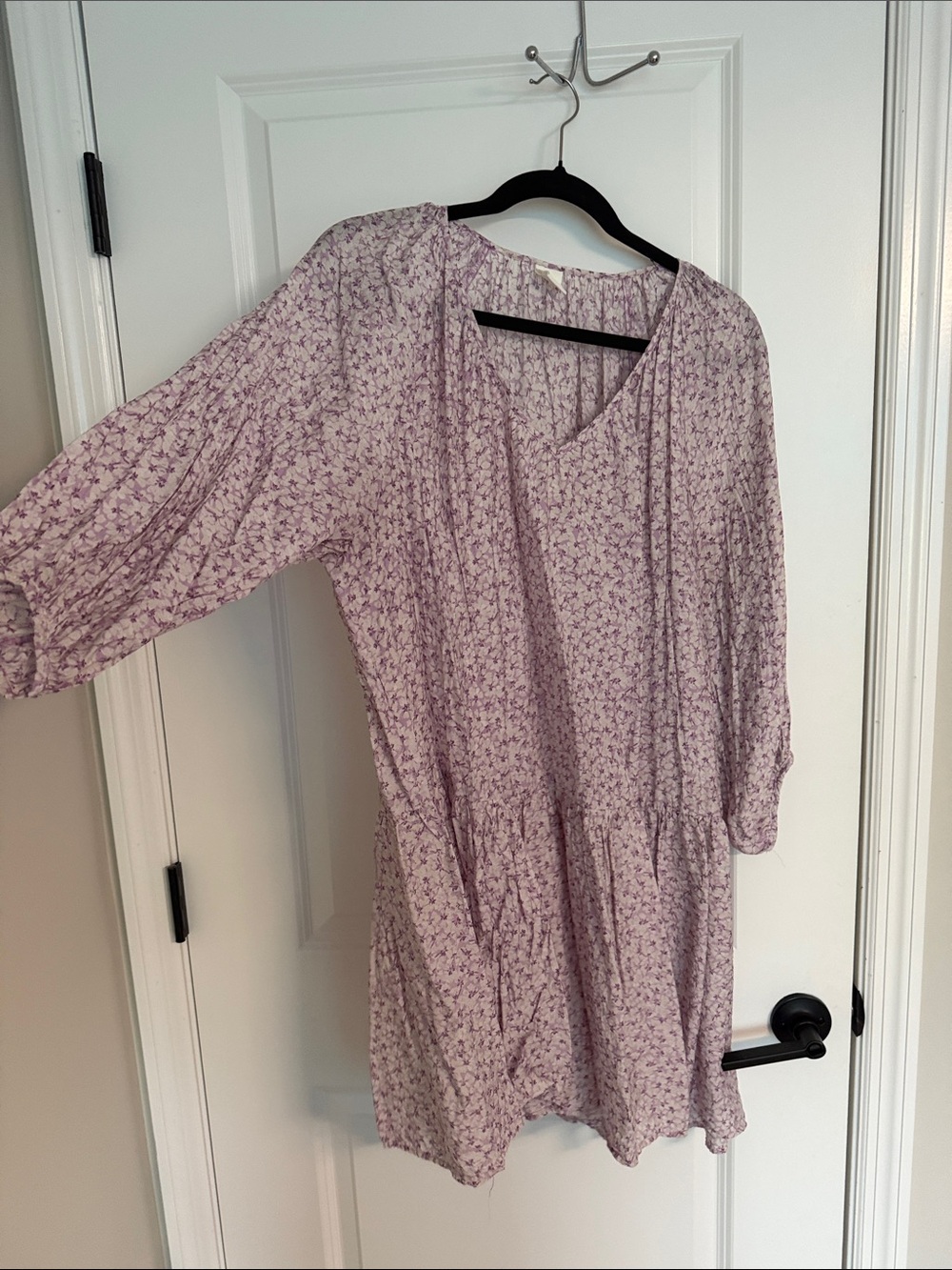 Light Purple Floral V-Neck Women’s Dress